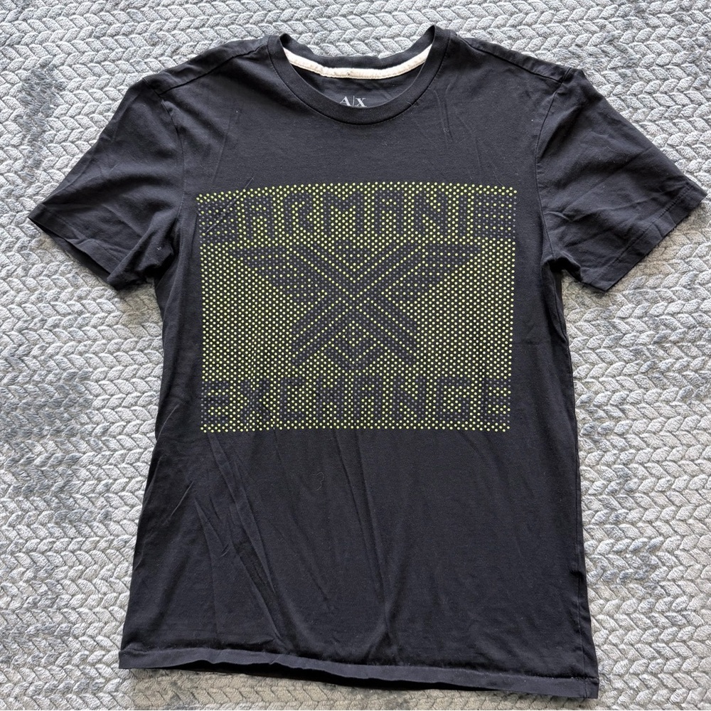 Armani Exchange Black Dot Matrix Logo Graphic T-Shirt size XS